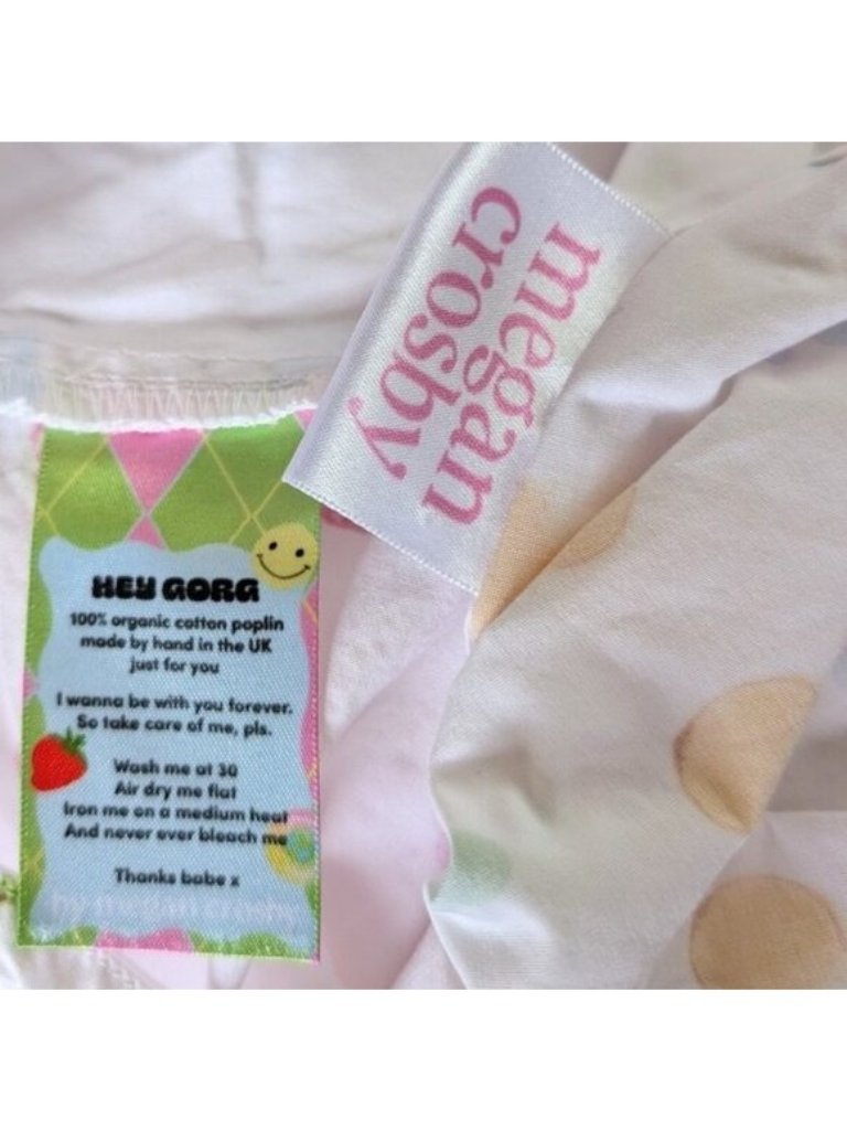 By Megan Crosby Sophie Crop Top Xl Juicy Joy Fruit Print White Pastel Lace Up — image 4 of 5